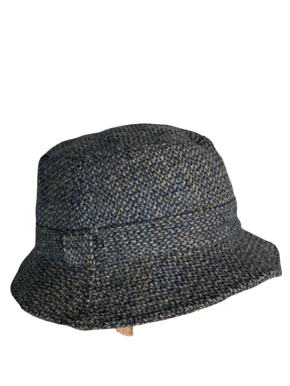 VINTAGE FailsWorth Wool Tweed Bucket Hat Blue Tan Mix Quilted Lining Small